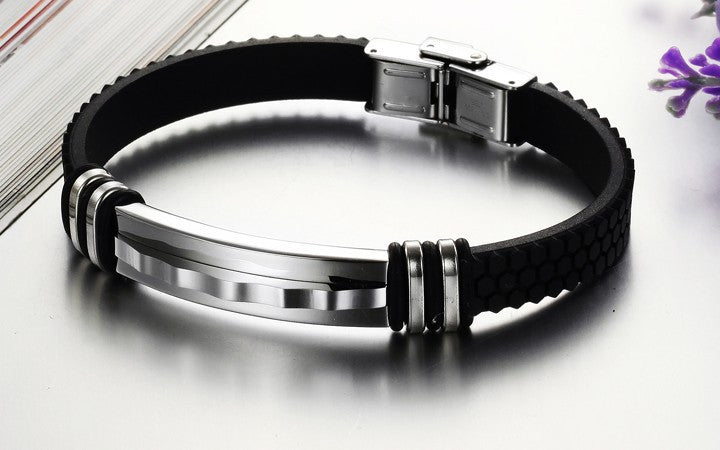 Adjustable silicone stainless steel bracelet